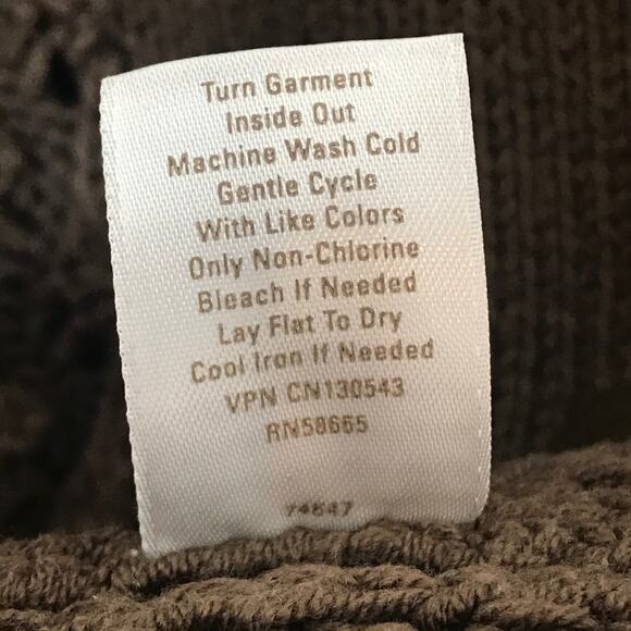 Caslon 3/4 Sleeve Chunky Basket Weave Knit Button Cardigan Sweater Brown Large - Picture 7 of 7